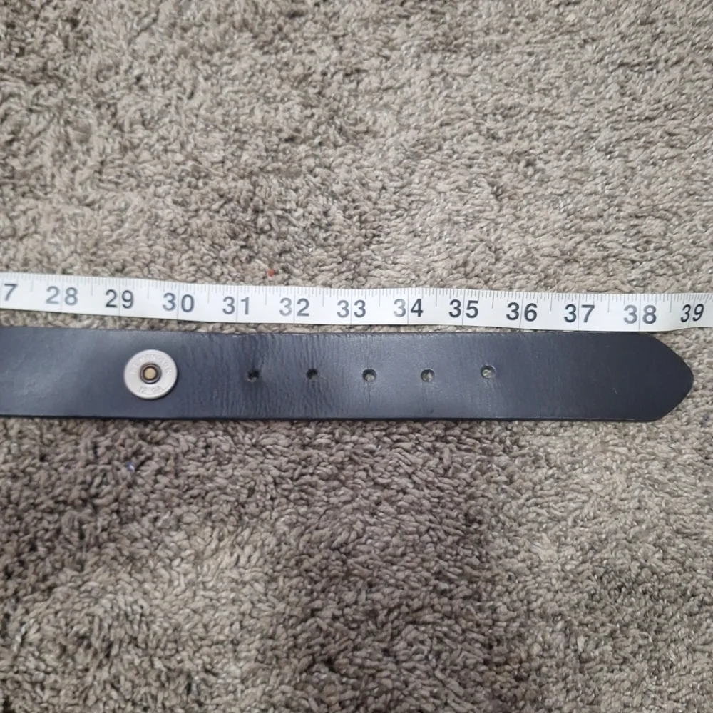 Remington Classic Black Leather Belt -Silver Buckle Bullet Accents- Size 34